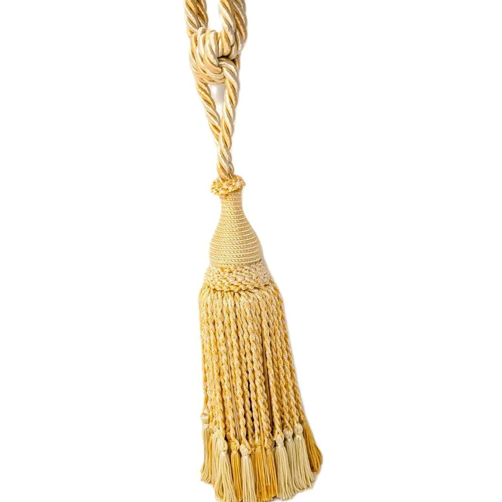 Curtain Tassel Tieback Ivory Peach Pastel Drapery Ornate Braided 31